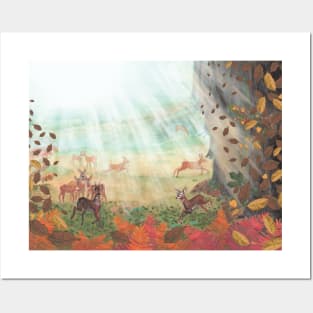 Roe Deer in Forest Sunlight Posters and Art